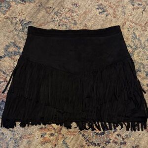 Altar'd State Black Fringe Mini Skirt